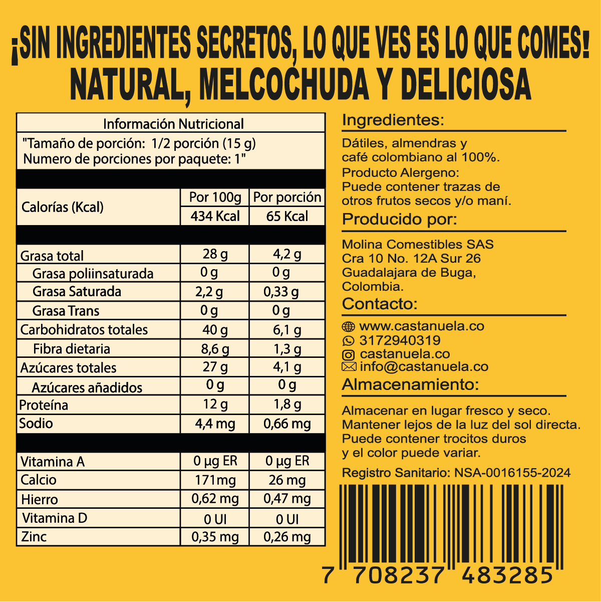 Snack Size Pack - Barra Dátil 15 gr x 12 Unidades - Imagen 3