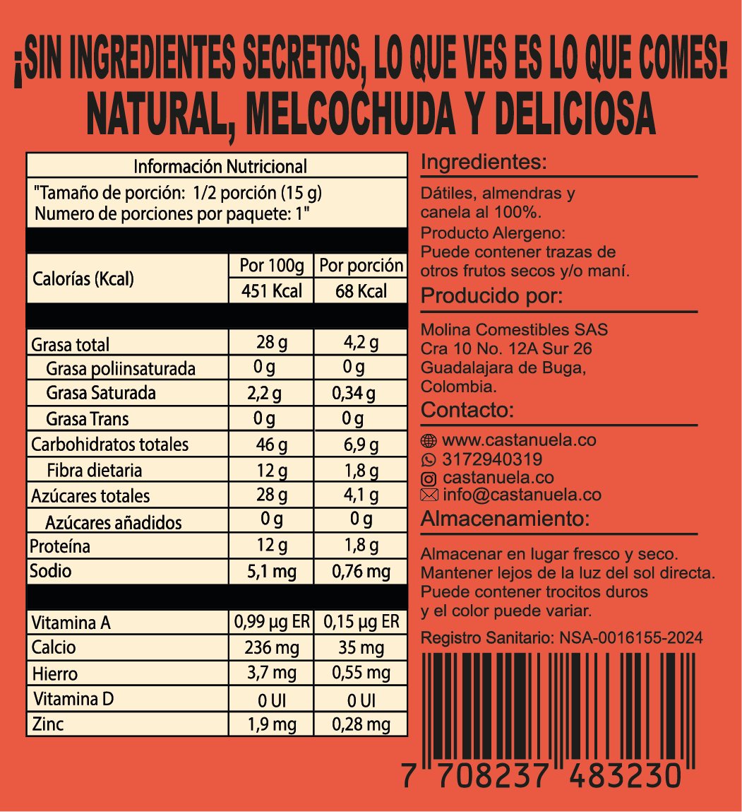 Snack Size Pack - Barra Dátil 15 gr x 12 Unidades - Imagen 4